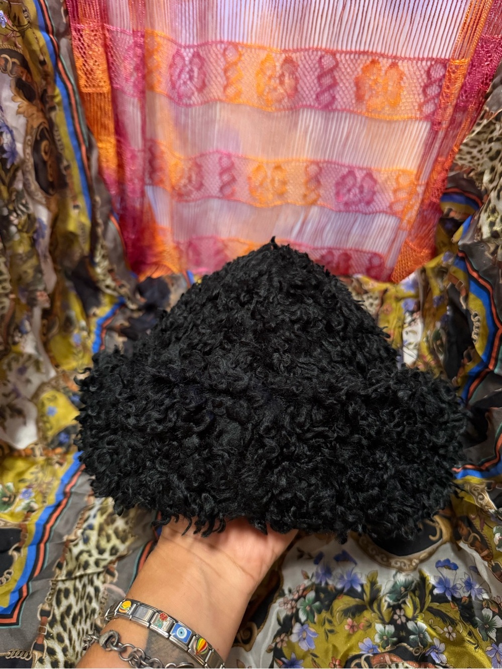 Sony Costumes Black Faux Fur Bucket Hat